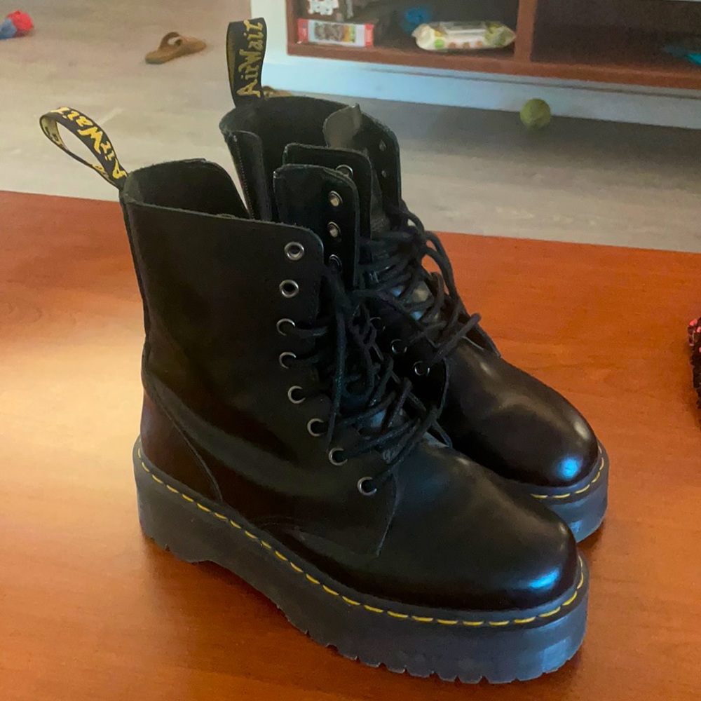 A new pair of Dr. Martens Jadon black platform boots size 8